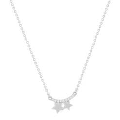 Collier argent 925 et zirconias motif étoiles 45cm