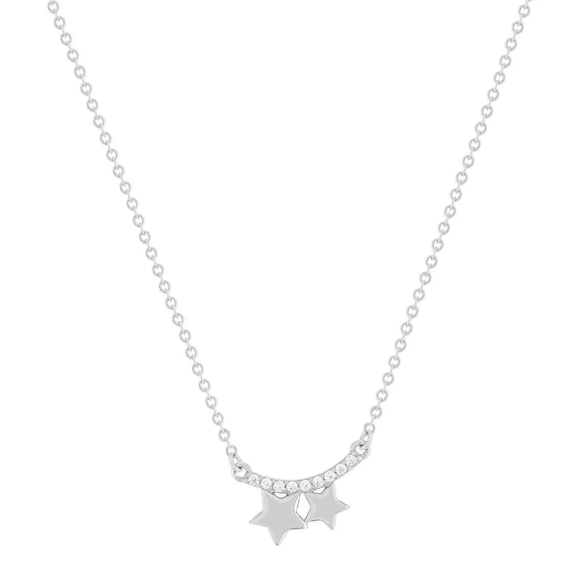 Collier argent 925 et zirconias motif étoiles 45cm