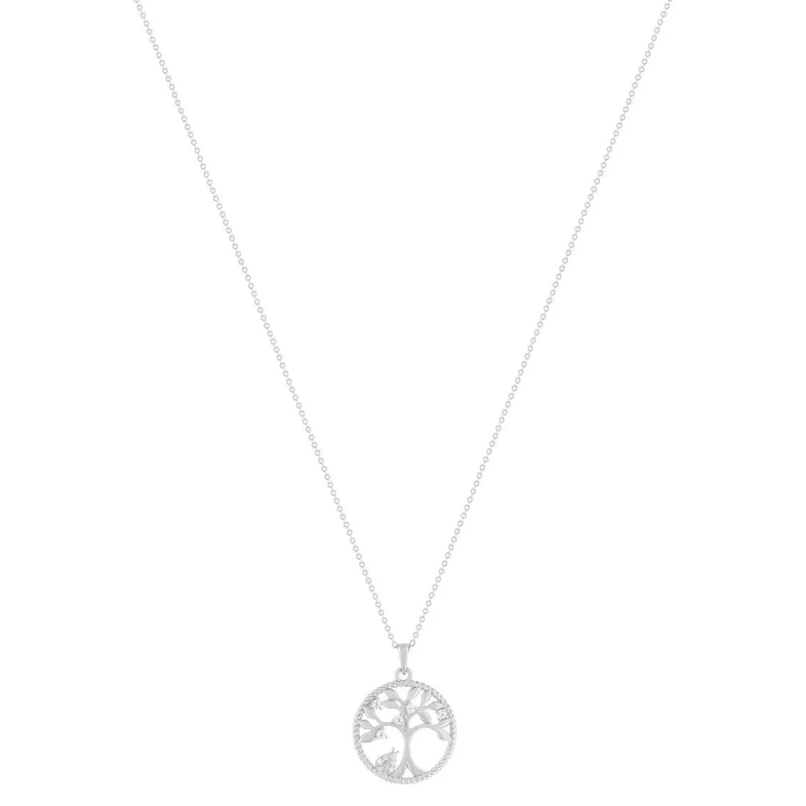 Collier argent 925 et zirconias motif arbre de vie 45cm