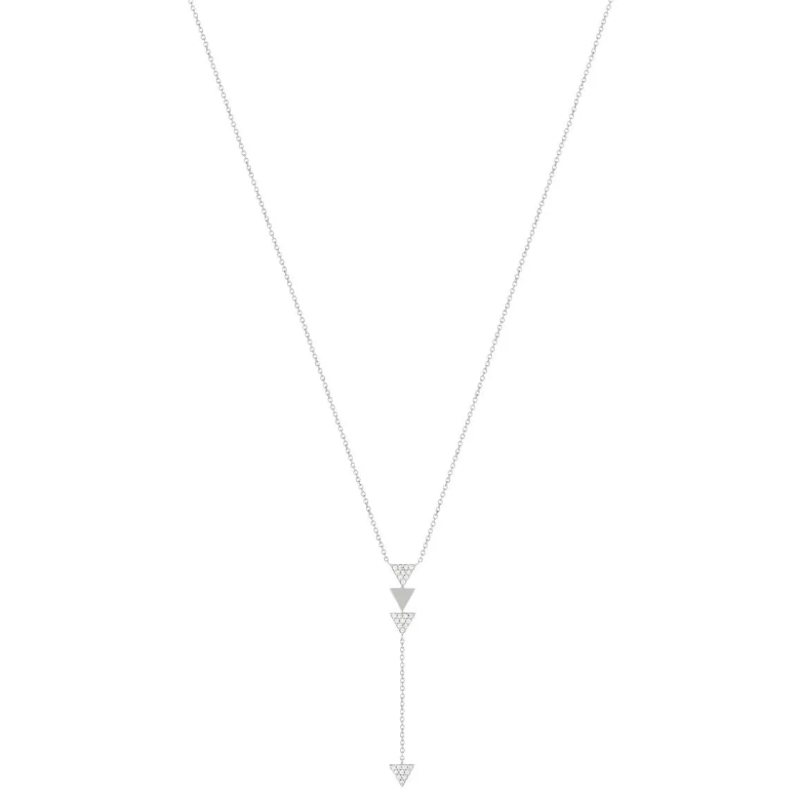 Collier argent 925 flèche zirconias 45 cm