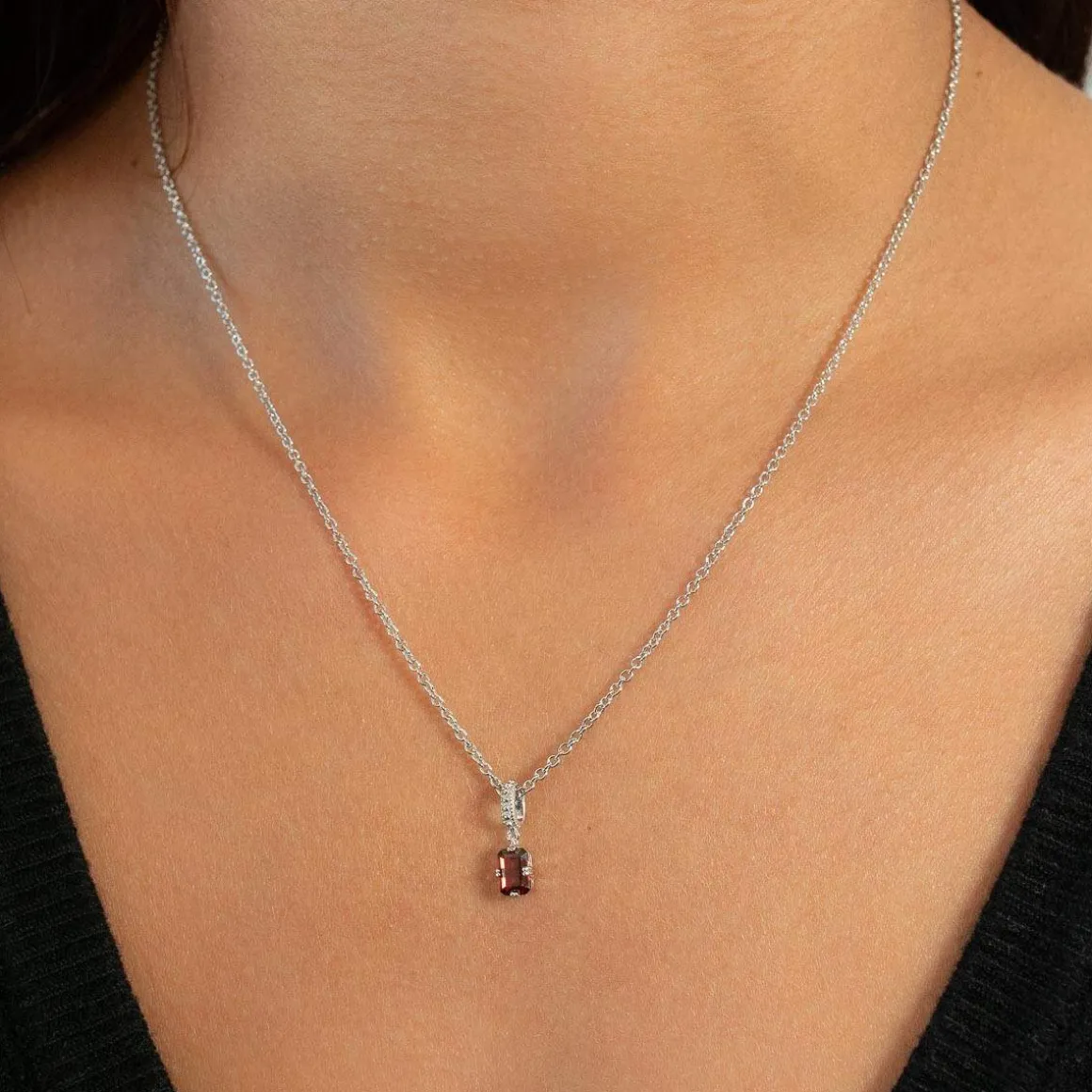 Collier argent 925 grenat 45cm