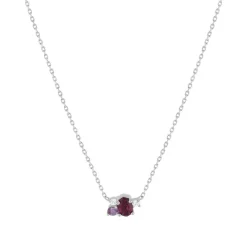 Collier argent 925 grenat rhodolite améthystes et topazes blanches 45cm