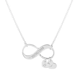 Collier argent 925 infini pampilles coeurs personnalisable 45 cm