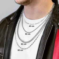 Collier argent 925 maille cheval alternée triple 45 cm