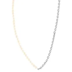 Collier argent 925 maille Forçat perles de culture de Chine 48 cm