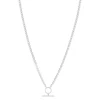 Collier argent 925 maille gourmette motif anneau T/bar. Longueur 45 cm.