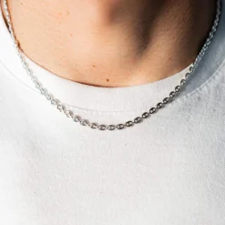 Collier argent 925 maille grain de café 45 cm