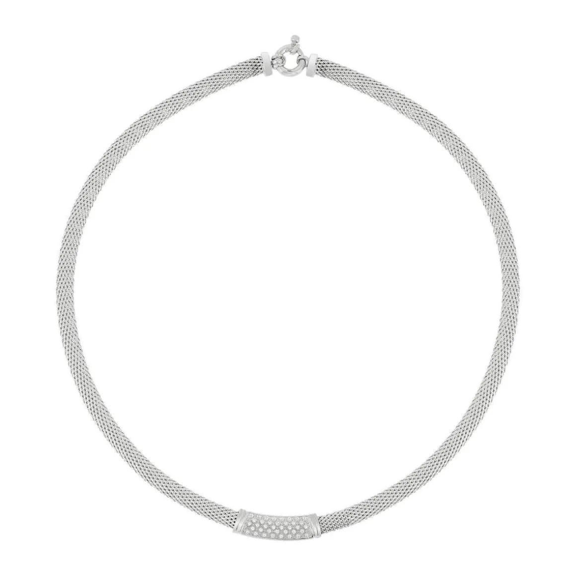 Collier argent 925 maille souple zirconias 43 cm