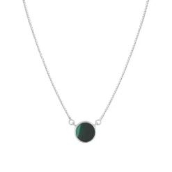 Collier argent 925 malachite 45cm