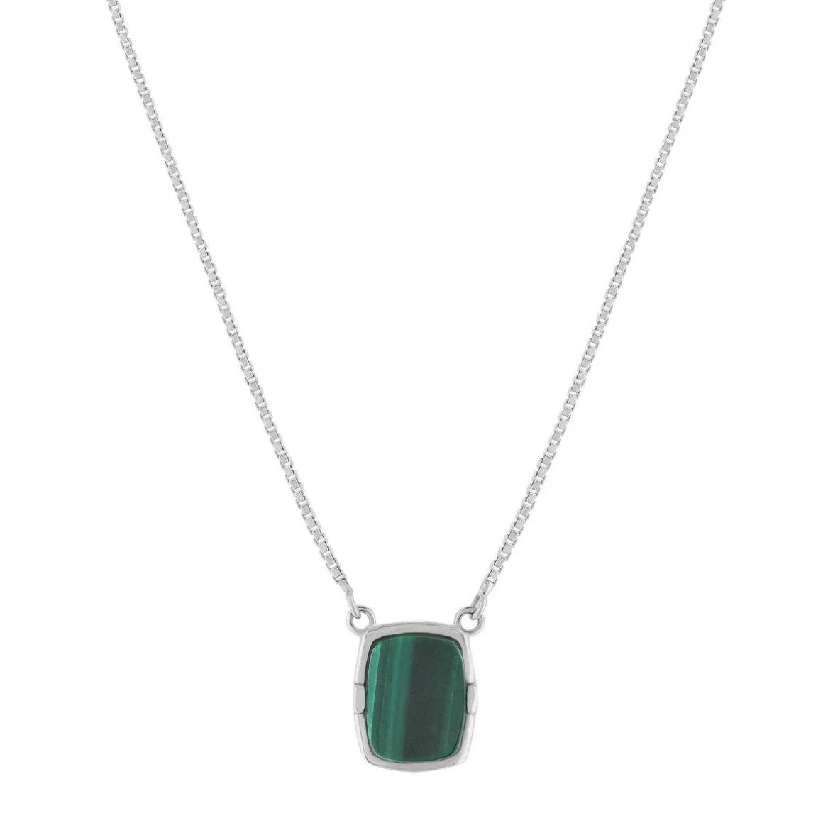 Collier argent 925 malachite 45cm