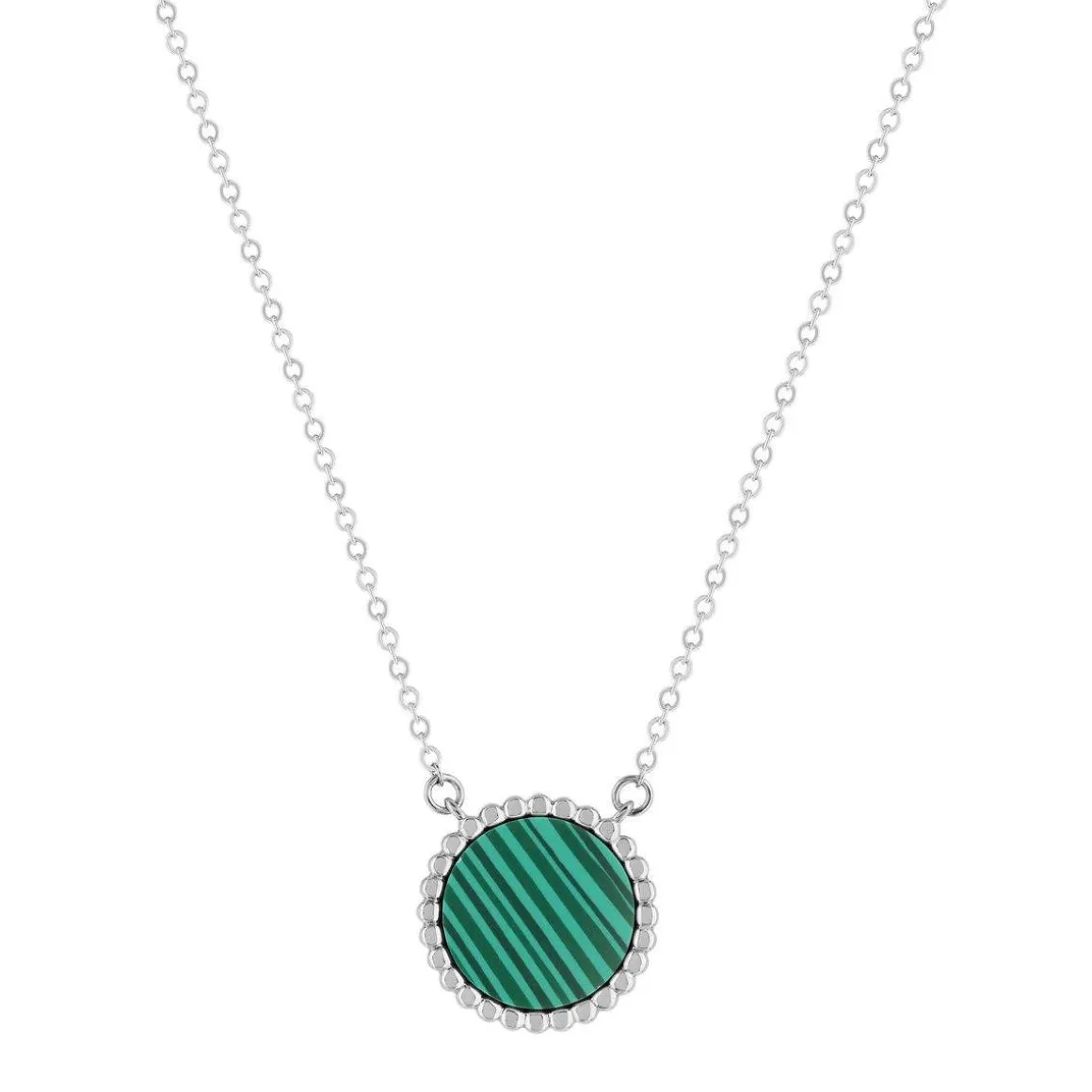 Collier argent 925 malachites 45cm