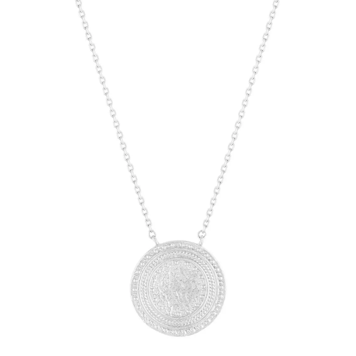 Collier argent 925, médaille perlée 45 cm