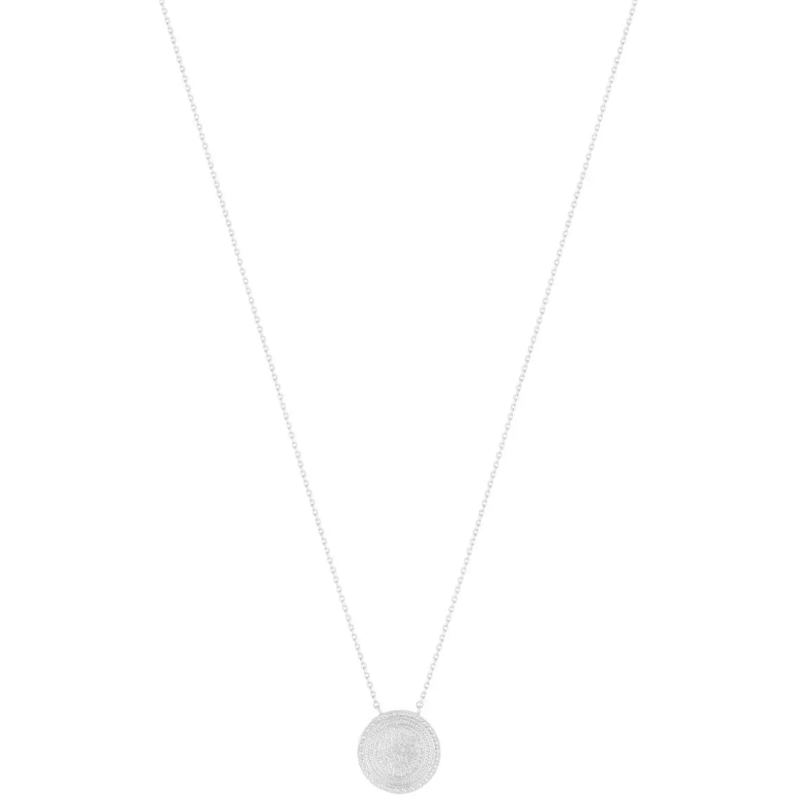 Collier argent 925, médaille perlée 45 cm