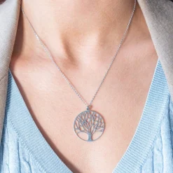 Collier argent 925 motif arbre de vie 45cm