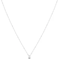 Collier argent 925, motif cadenas zirconias 45 cm