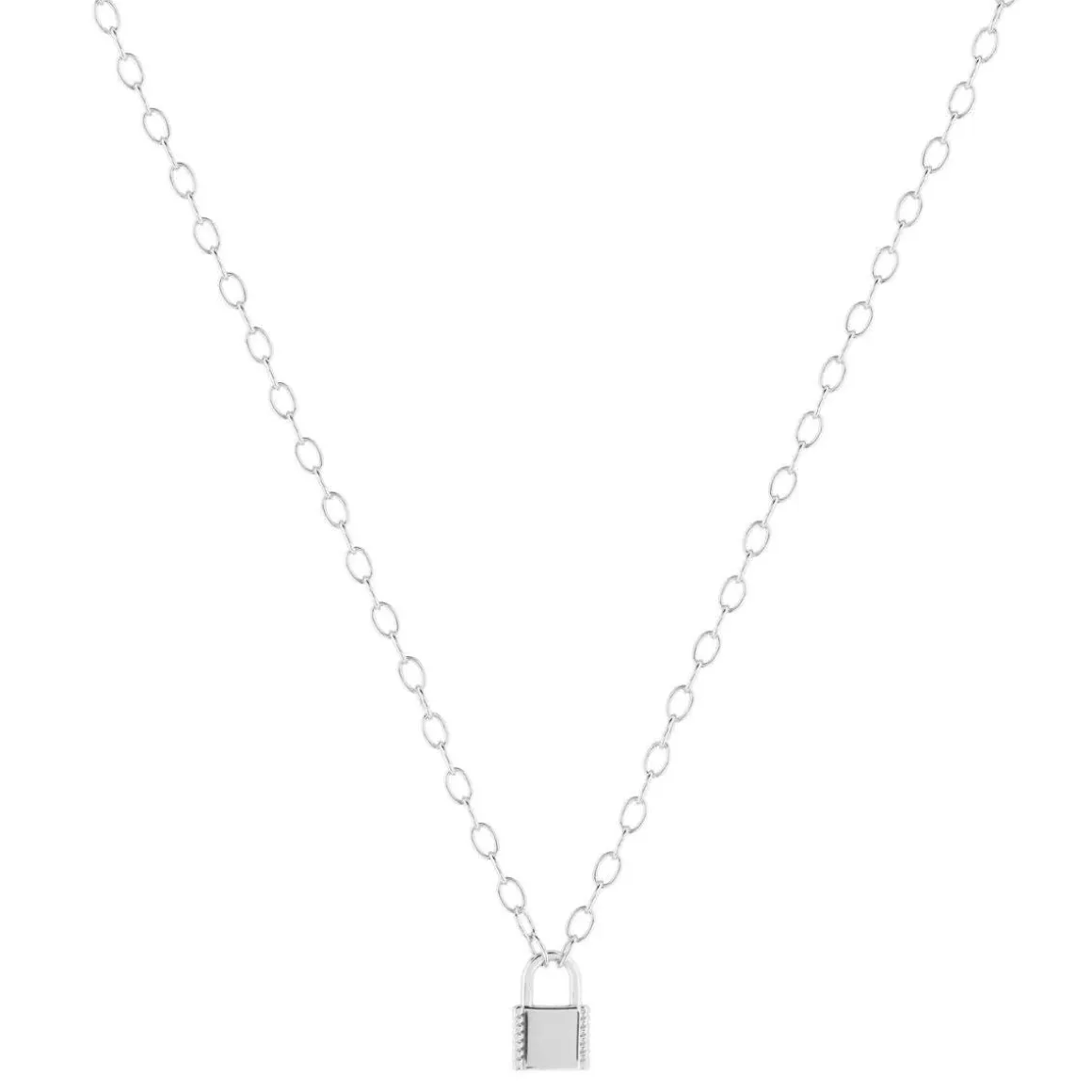 Collier argent 925, motif cadenas 45 cm