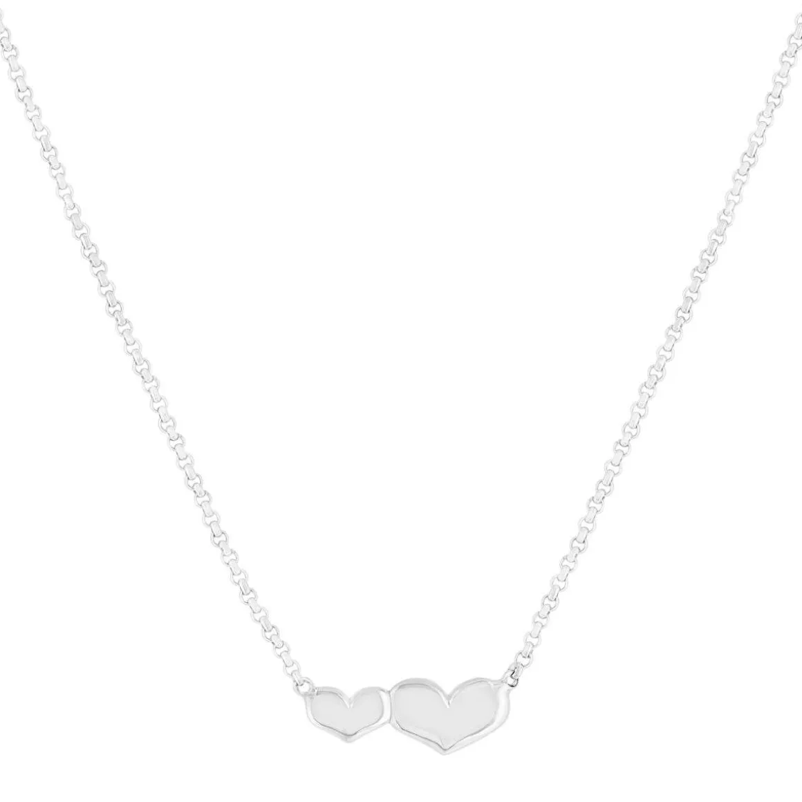 Collier argent 925 motif coeurs 45 cm
