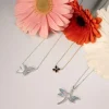 Collier argent 925 motif fleur 45cm