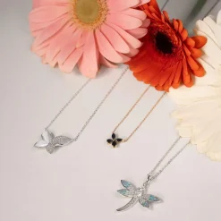 Collier argent 925 motif fleur 45cm
