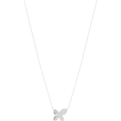 Collier argent 925 motif fleur zirconias 45cm