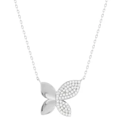 Collier argent 925 motif fleur zirconias 45cm