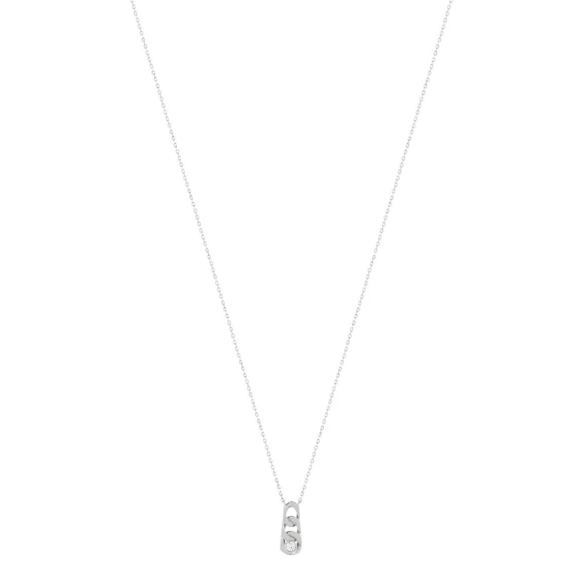 Collier argent 925 motif maille gourmette zirconia 45 cm