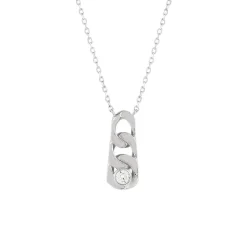 Collier argent 925 motif maille gourmette zirconia 45 cm