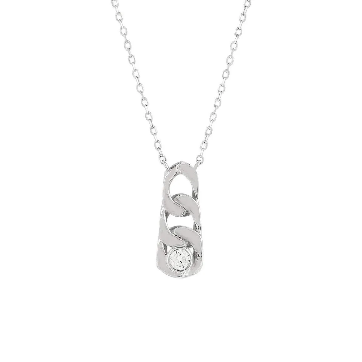 Collier argent 925 motif maille gourmette zirconia 45 cm