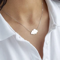 Collier argent 925, motif nuage personnalisable 45 cm