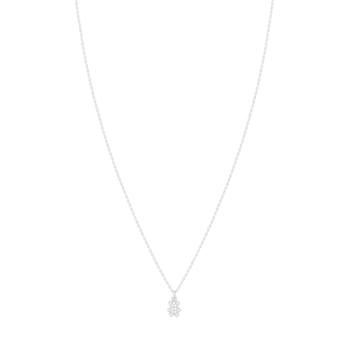 Collier argent 925 motif ourson et zirconias 45cm