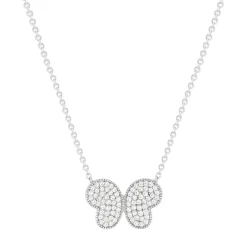 Collier argent 925 motif papillon et zirconias 45cm