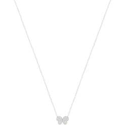 Collier argent 925 motif papillon et zirconias 45cm