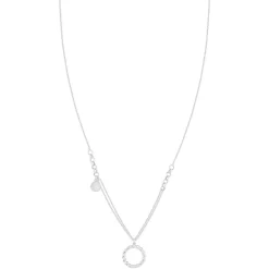 Collier argent 925 motif rond torsadé et pampille ronde 45 cm