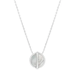 Collier argent 925 nacres rond et zirconias 45cm