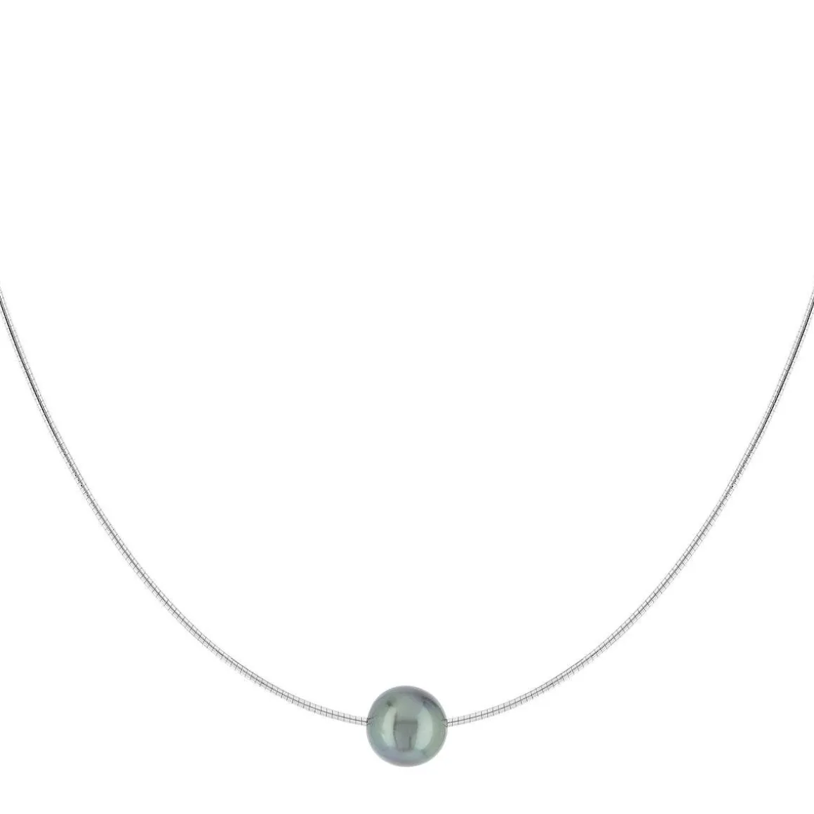 Collier argent 925 oméga perle de culture de Tahiti 45 cm