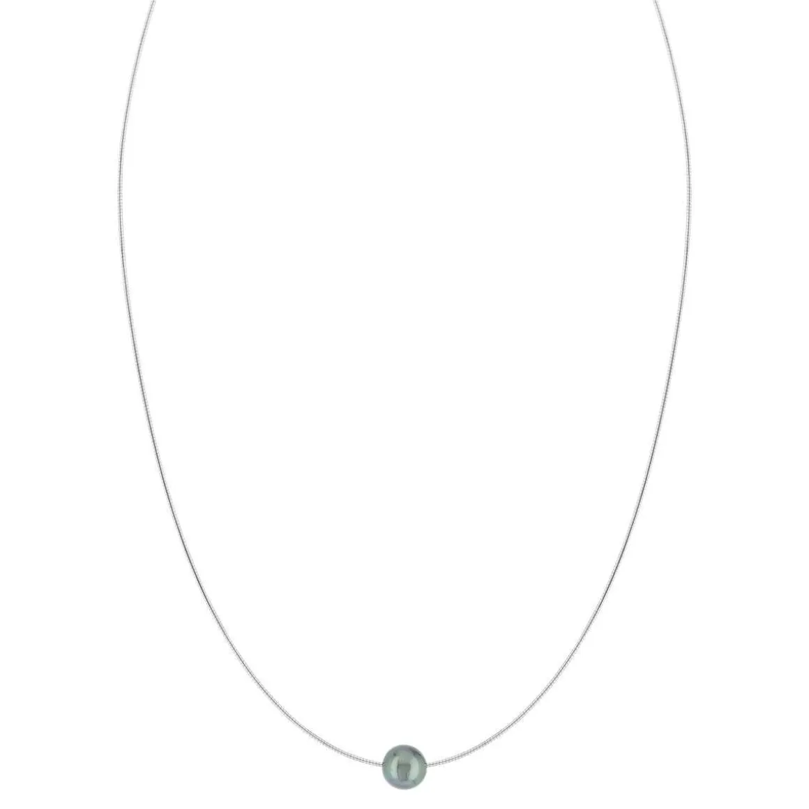 Collier argent 925 oméga perle de culture de Tahiti 45 cm