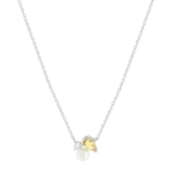 Collier argent 925 perle de Chine citrine et topaze blanche 45cm