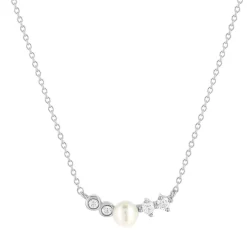 Collier argent 925 perle de Chine et zirconias 45cm