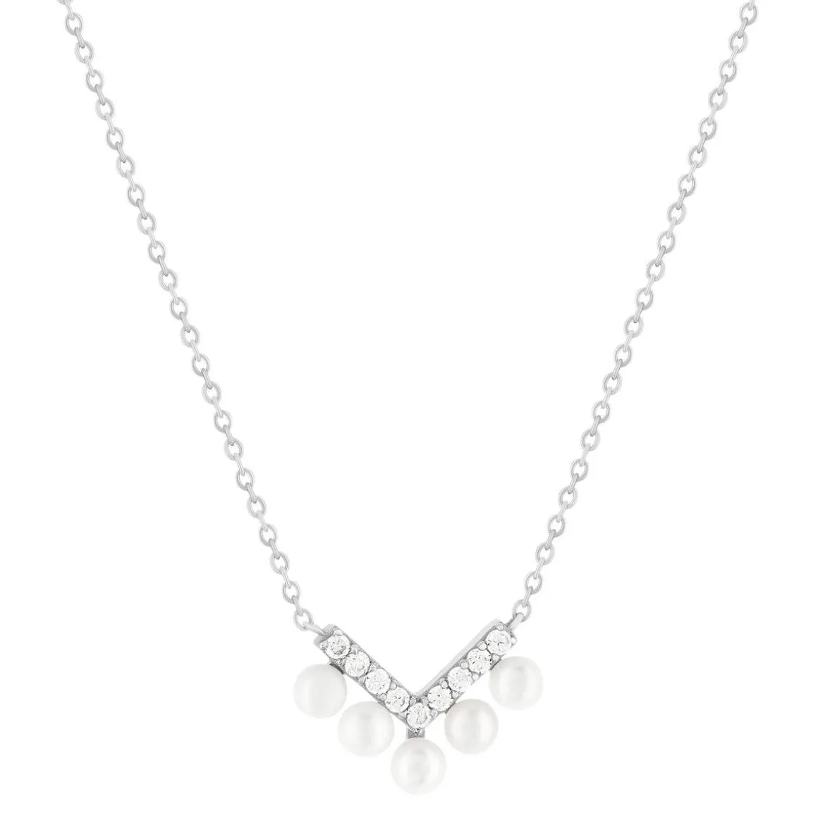 Collier argent 925 perle de Chine et zirconias 45cm