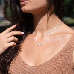 Collier argent 925 perle de Chine et zirconias 45cm