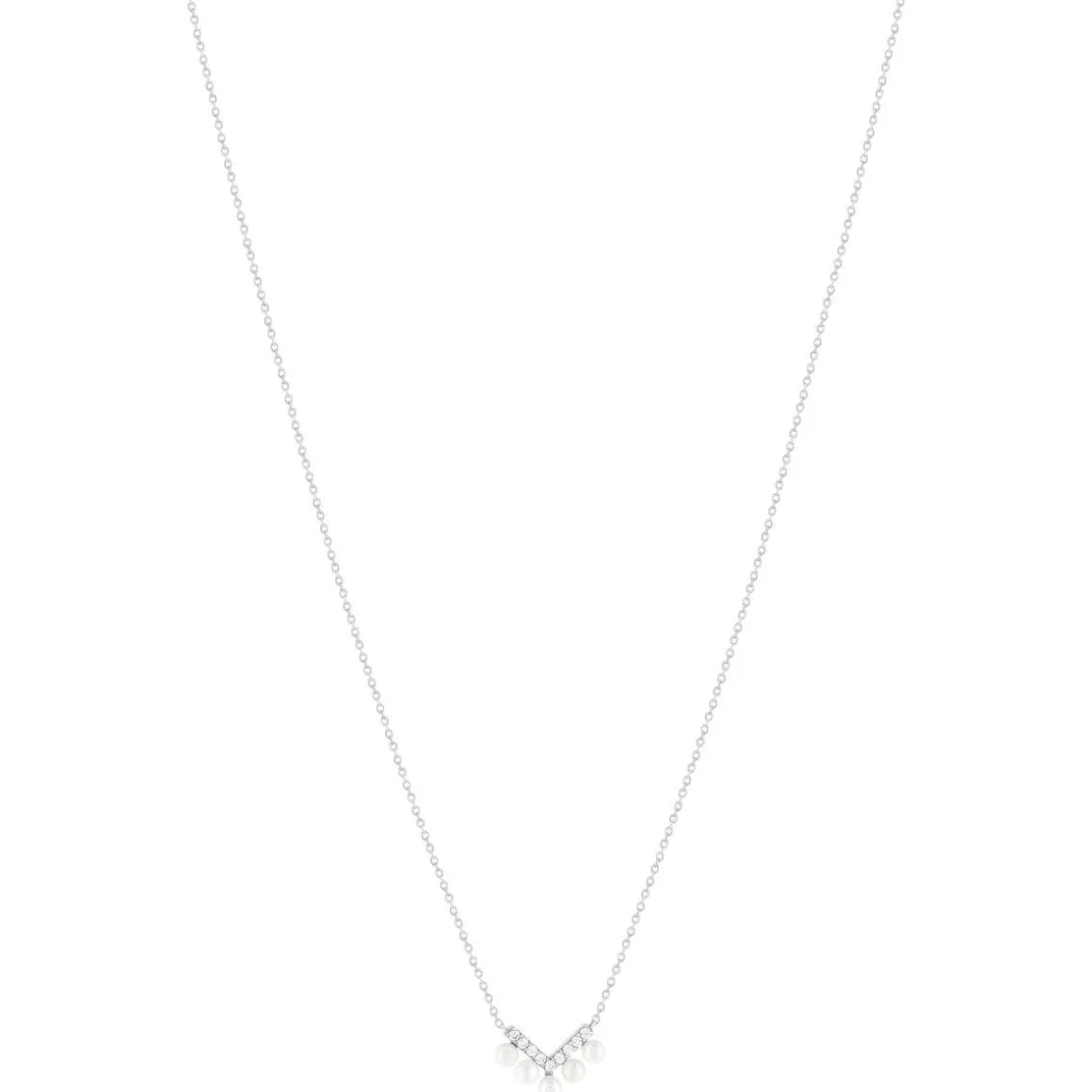 Collier argent 925 perle de Chine et zirconias 45cm