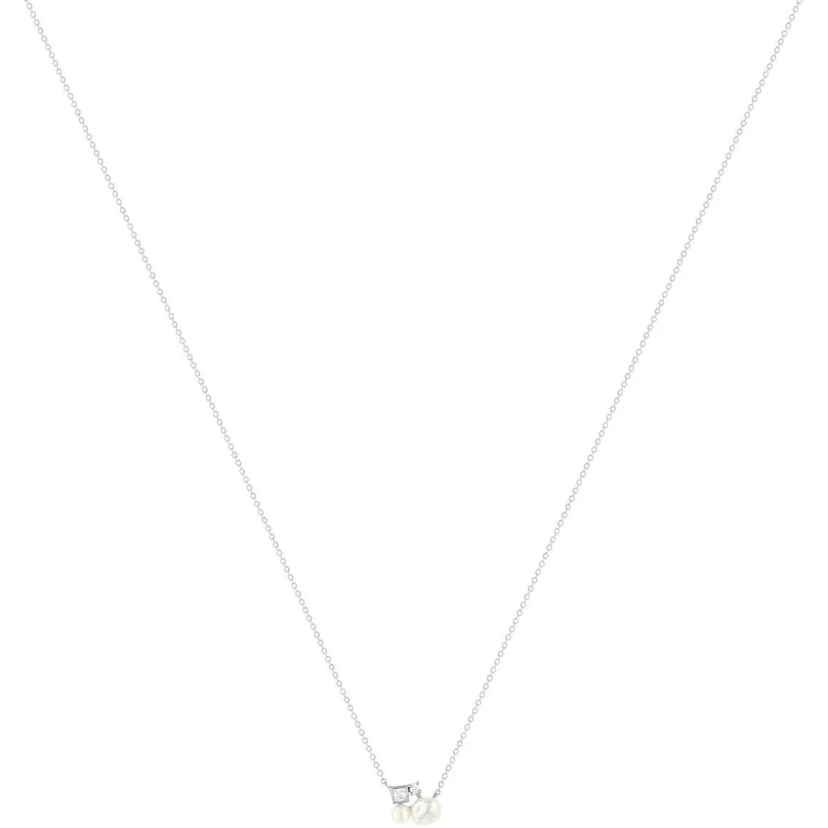 Collier argent 925 perle de Chine et zirconias 45cm