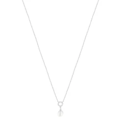 Collier argent 925 perle de culture de Chine zirconias 45 cm