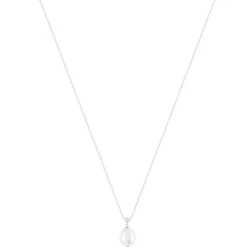 Collier argent 925 perle de culture de chine et zirconia 45 cm