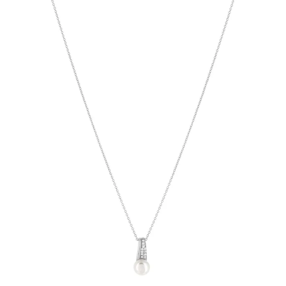 Collier argent 925 perle de culture et zirconias 45 cm