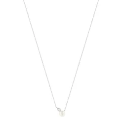 Collier argent 925 perle de culture de Chine et zirconias 45cm