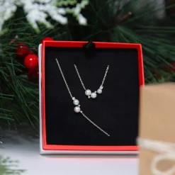 Collier argent 925 perles de Chine et zirconias 45cm