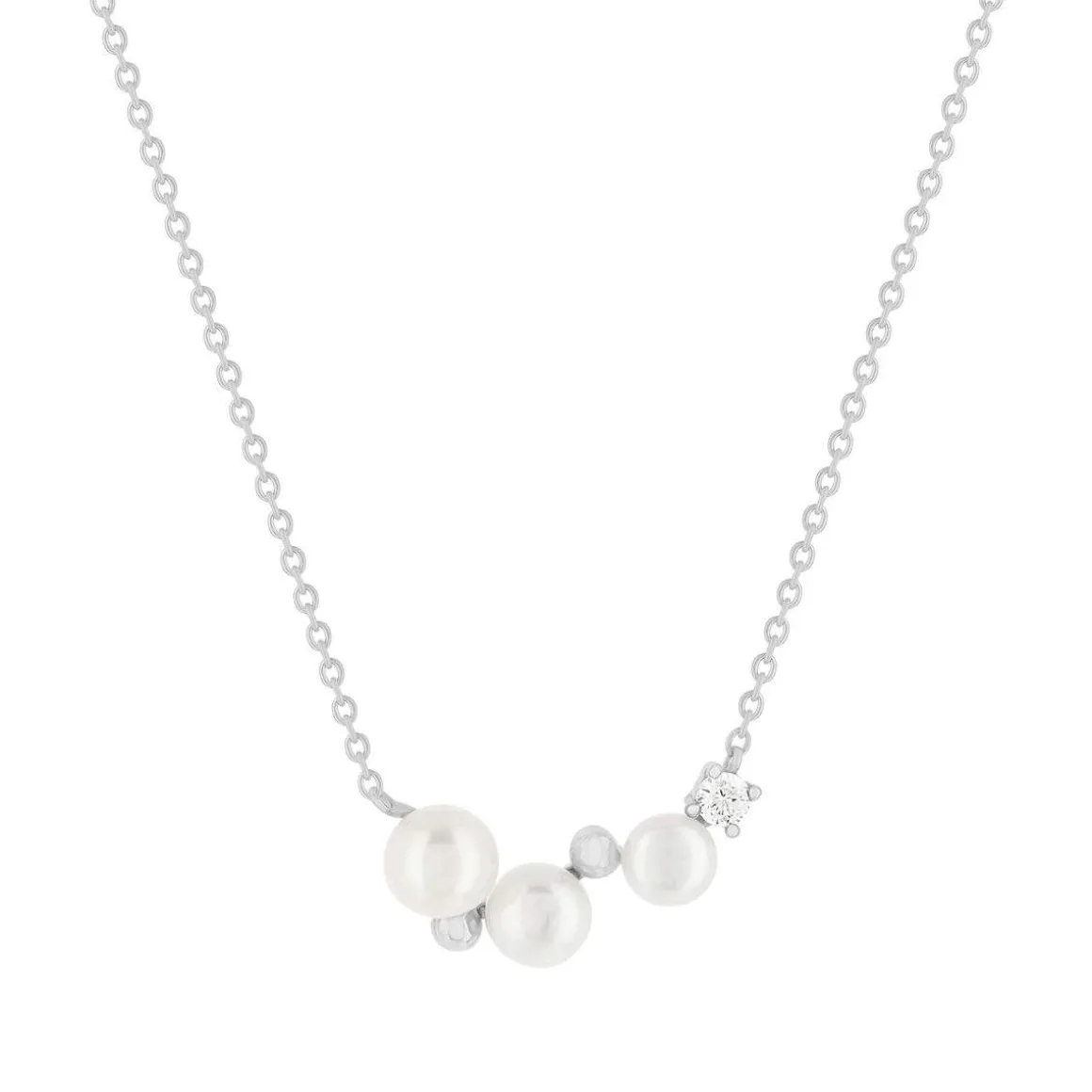 Collier argent 925 perles de Chine et zirconias 45cm