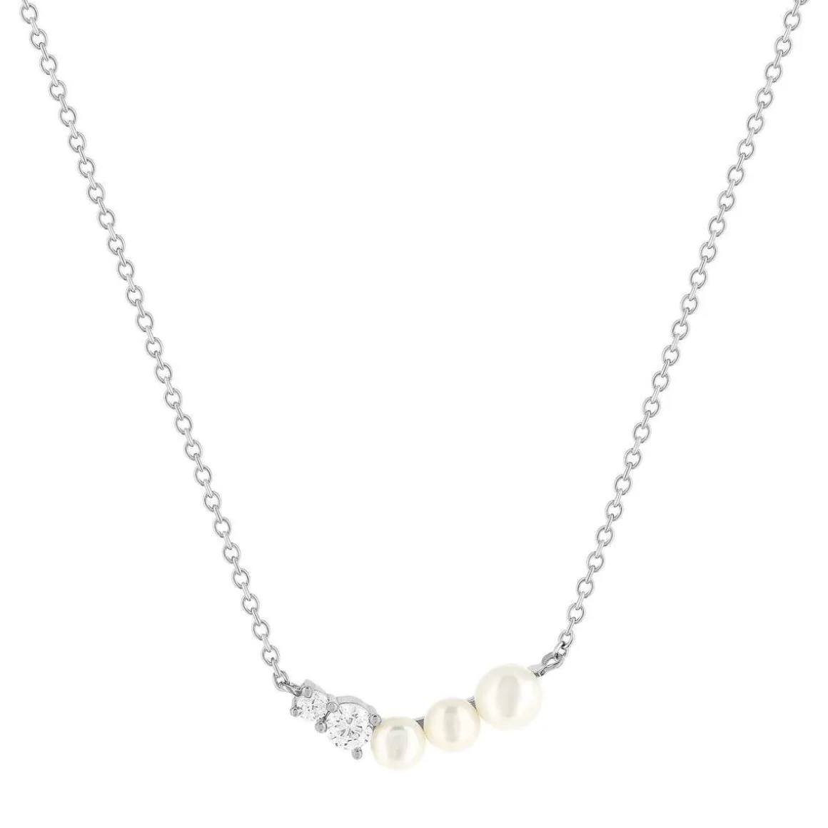 Collier argent 925 perles de Chine et zirconias 45cm