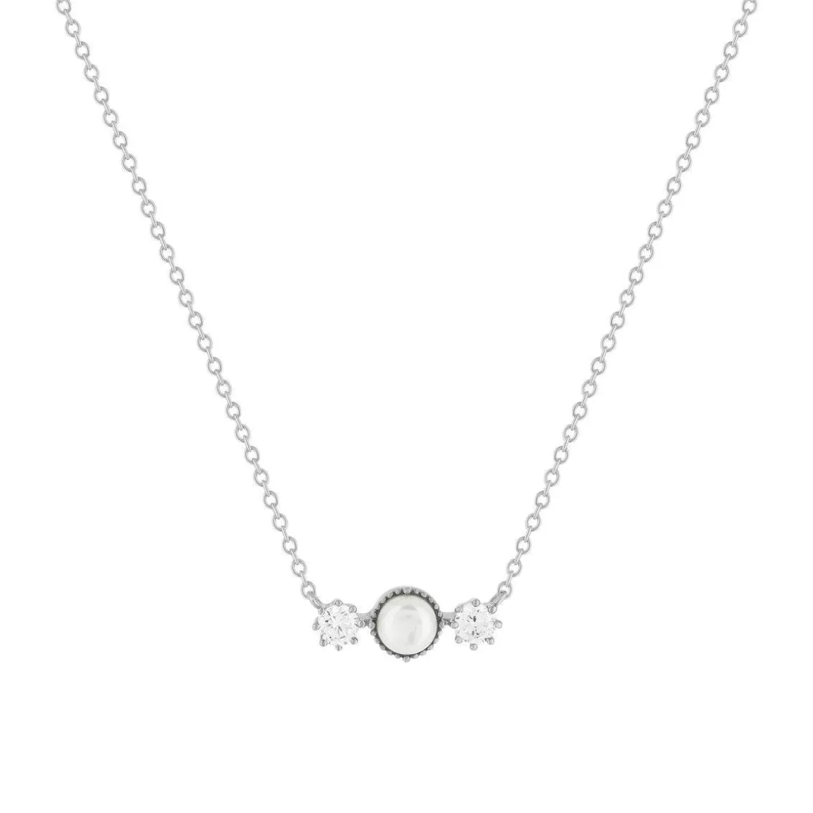 Collier argent 925 perles de Chine et zirconias 45cm